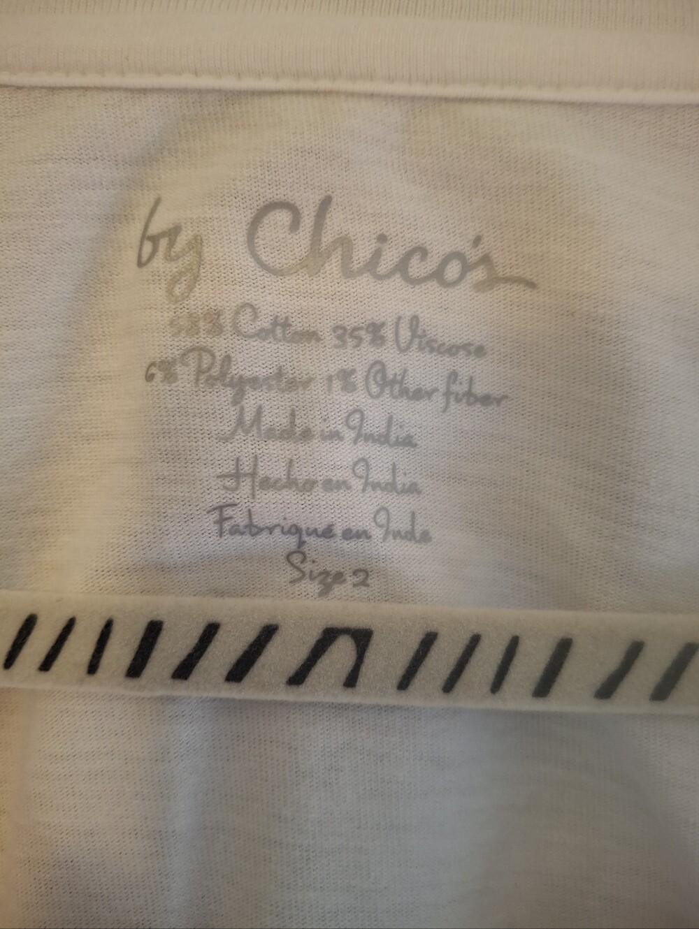 Chico's White Knit Top with Black Stripe Detail